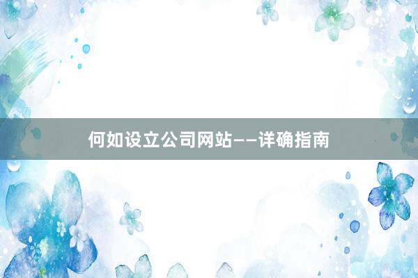 何如设立公司网站——详确指南