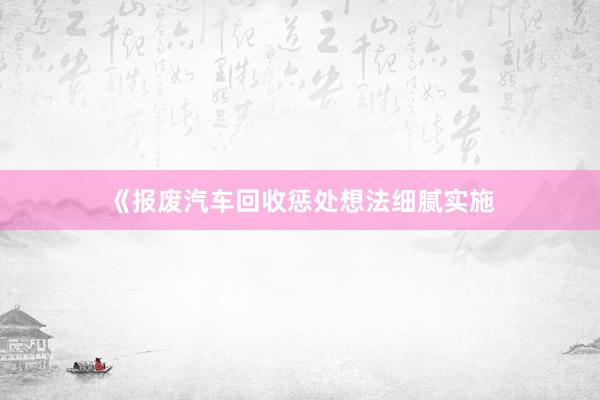 《报废汽车回收惩处想法细腻实施