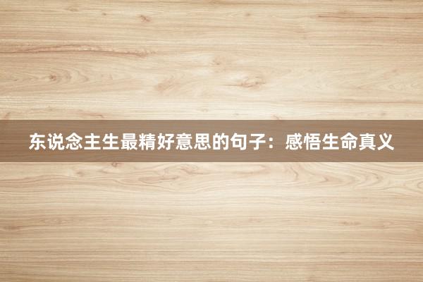 东说念主生最精好意思的句子：感悟生命真义